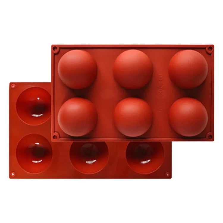 USSE Custom Design 6-Cavity Nonstick Silicone Cake Mold Half Sphere Baking Mould