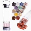 Top Quality Custom Logo Healing Energy Crystal Bamboo Glass Rose Gold Water Bottle Crystal Infused Elixir Water Bottle
