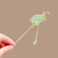 Elegant Chinese Style Fan Butterfly Tassel Hairpin Vintage Hair Tool Updo Hairpin with Ancient Tassel Style Hair Stick