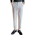 Men's Ninth Pants Solid Color Slim Casual  Summer Straight Suit Pants for Men