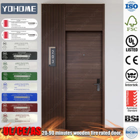 Canadian Standards Custom Fire Proof Oak or Walnut Wood Doors for Hotel Room Fire protection Oak Doors High-end Hotel Door