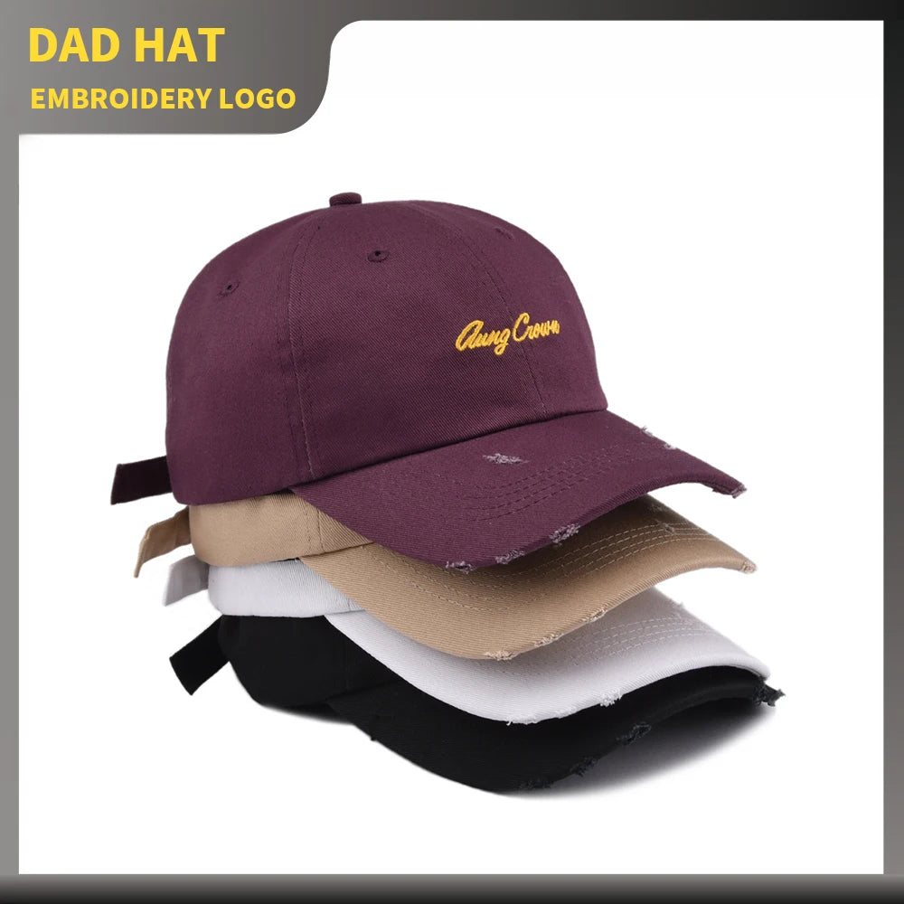 Wholesale Custom Brand Quality Vintage Distressed Dad Hats Plain Embroidery logo Cotton Dad Cap Baseball Hat
