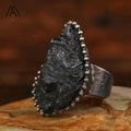 Raw Tourmaline Ring Men Fashion Jewelry Black Tourmaline Vintage Rings Handmade Gifts