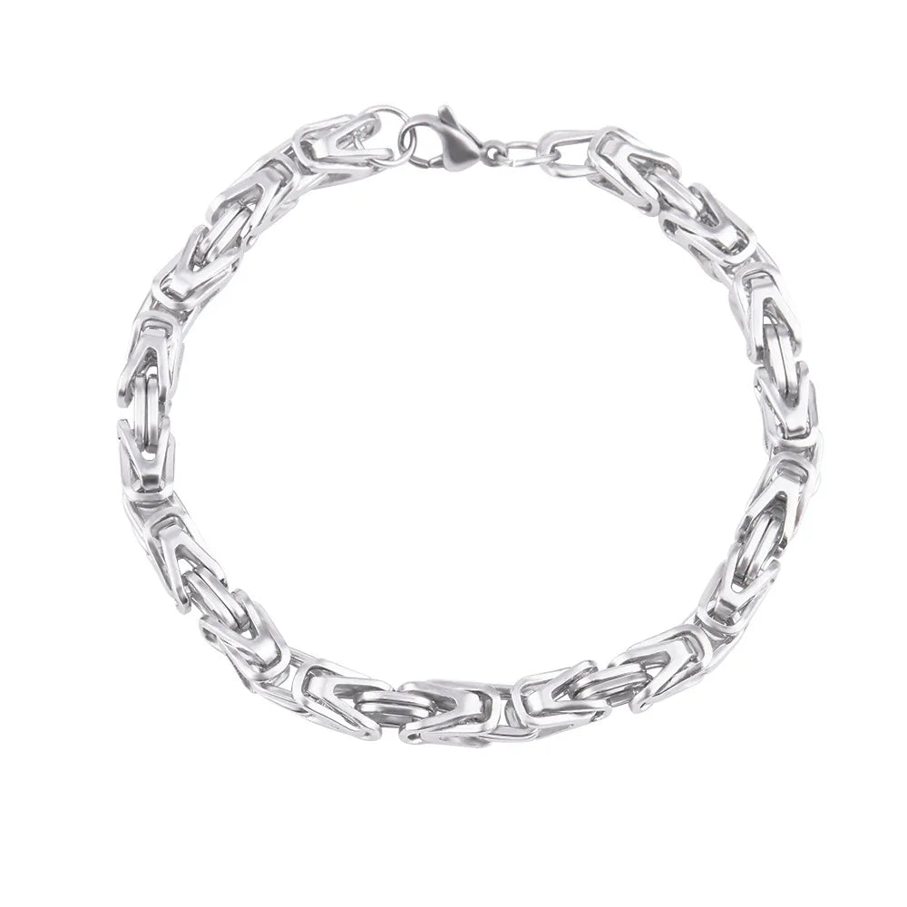 Wholesale Stainless Steel Fashion Bracelets Bangles Chain Men Braided Square Double Buckle Waterproof Bracelet