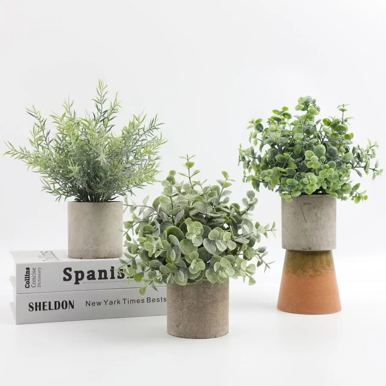 3 Packs Home Desktop Artificial Bonsai Simulation Plant Pot Mini Plastic Pulp Potting for Badminton Sports Soft