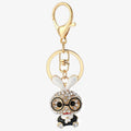 Bling Crystal Rhinestone Glasses Rabbit Charm Keychain Accessories Cute Animal Bunny Pendant Hanging Key Chain for Women Men