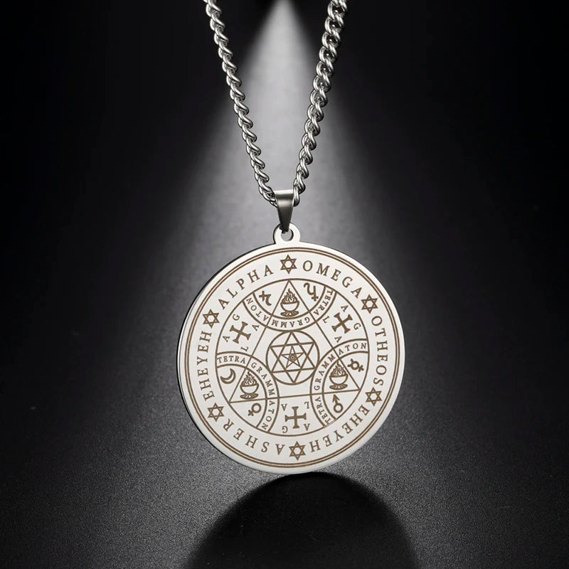 Hot Selling Stainless Steel Tetragrammaton Amulet Pendant Necklace Gold Color Amulet Alpha Triangle Talisman Necklaces