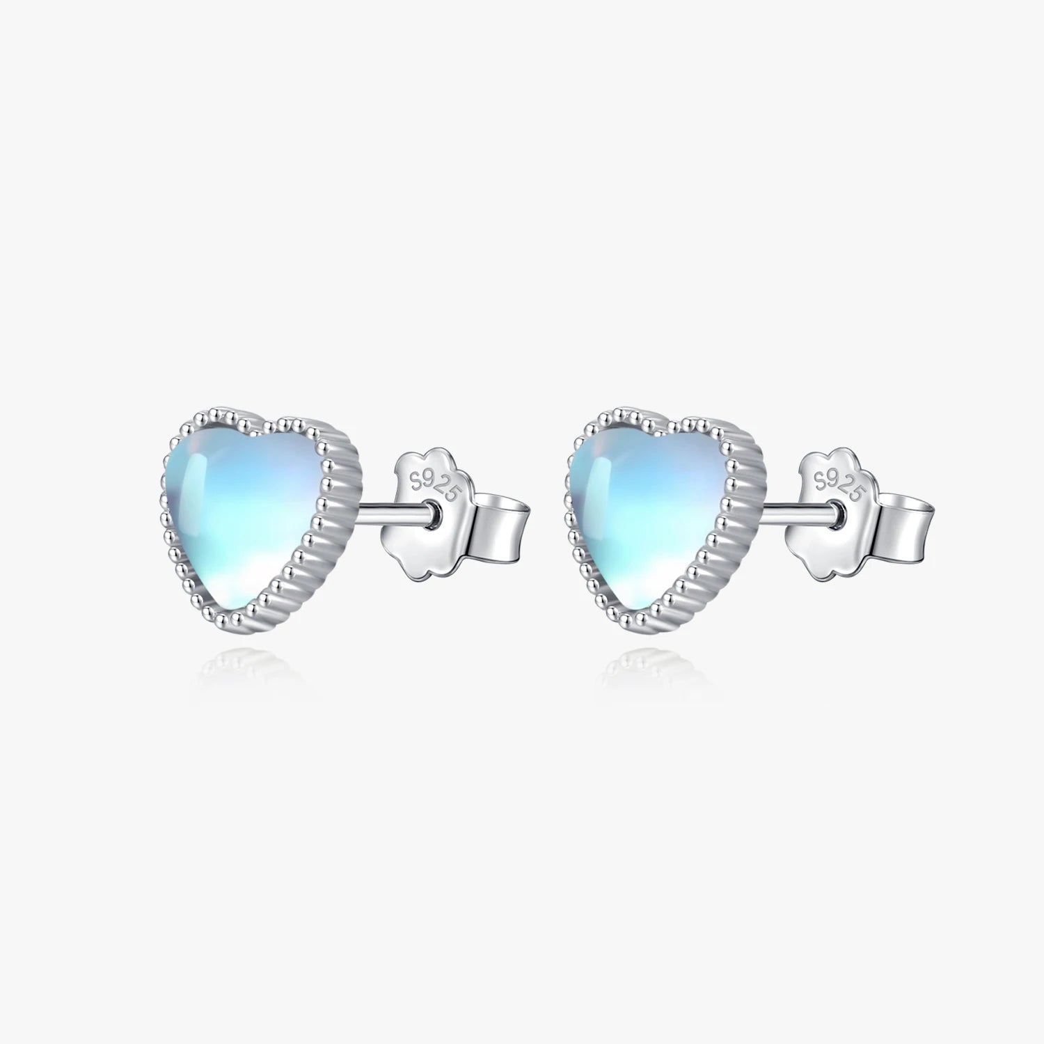 925 Sterling Silver Party Fashion Fine Jewelry Accessories Charm Hearts Moonstone Stud Earrings for Women