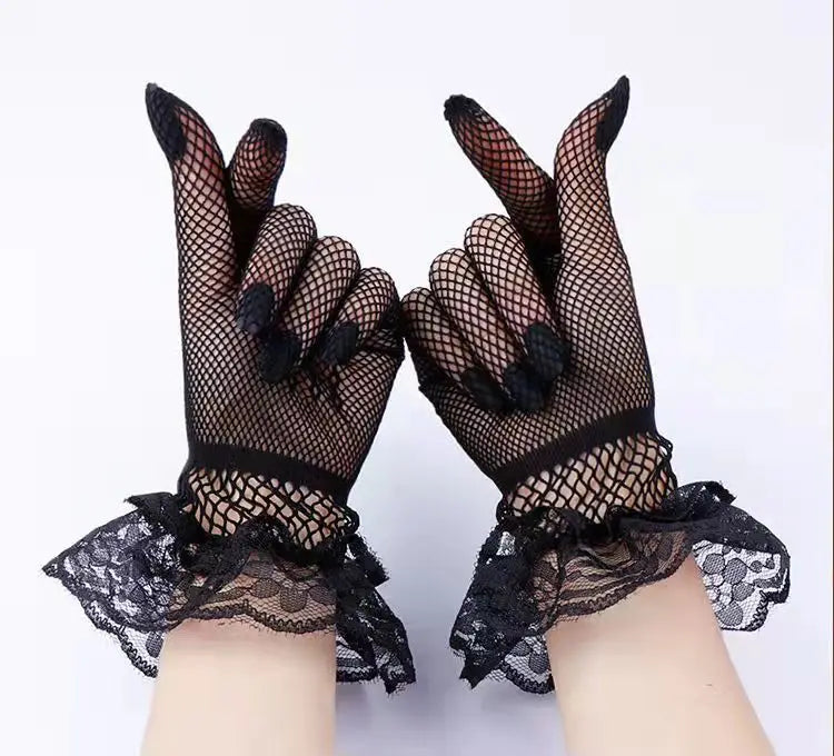 Lace Fishnet Wedding Bridal Gloves Lace Gloves for Party Wedding Dress Prom Evening