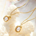 Vintage Jewelry Drop Pendants Stainless Steel Pearls Jewelry Gold Plated Pendant Charms Freshwater Pearl Necklaces for Women