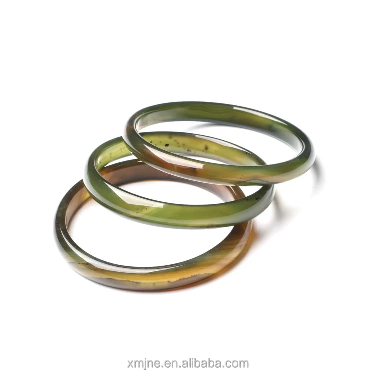 Chalcedony Bracelet Female Lychee Jade Jade Bracelet Grass Green Thin Agate Girl Bracelet Factory Direct Supply