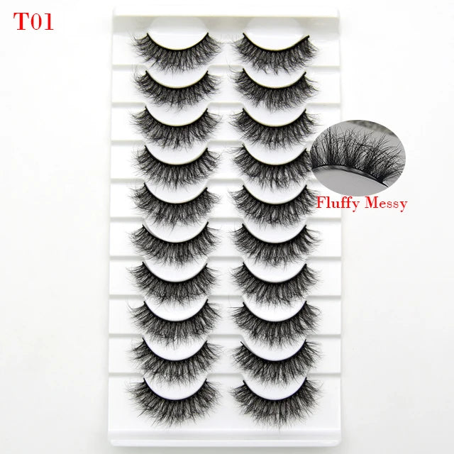 Lashes 10 Pairs 3D Faux Mink Eyelashes False Eyelashes Fake Lashes Makeup Faux Mink Lashes Extension Eyelashes