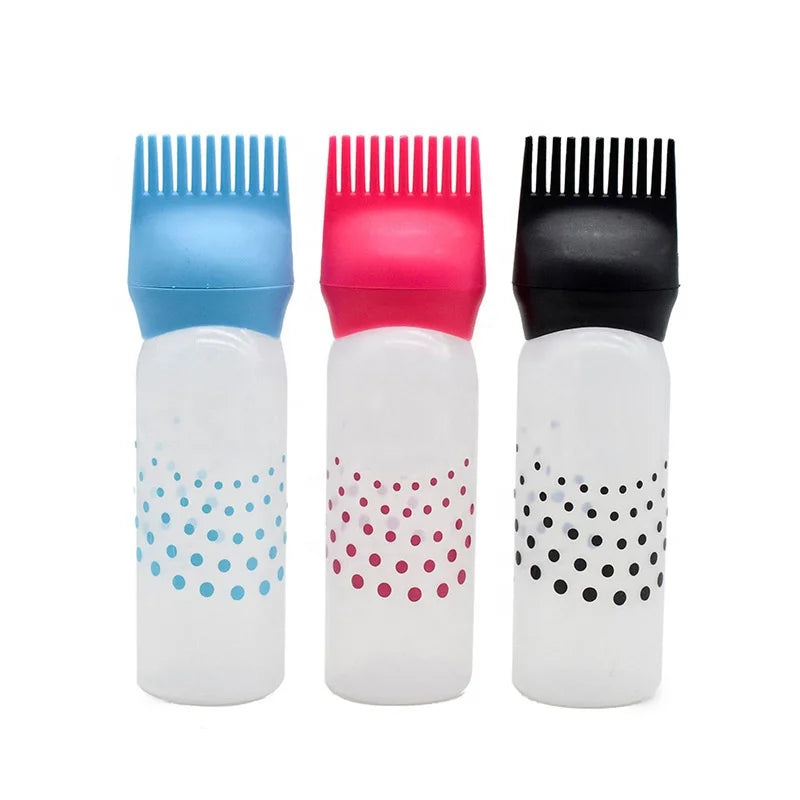 New Design Barber Dispensing Dye Comb Oil Hair Beauty Salon Coloring Plastic Dye Applcator Bottle for Women