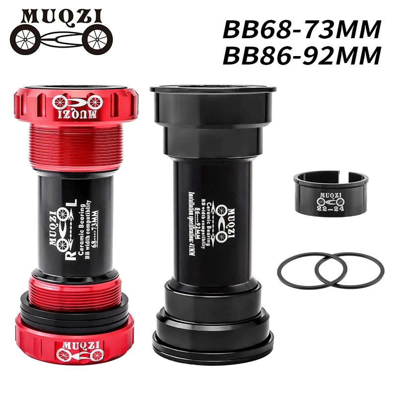 MUQZI Ceramic Bearing Bottom Bracket MTB Road Bike Threaded Press Fit Bottom Bracket for 22 24mm Crankset