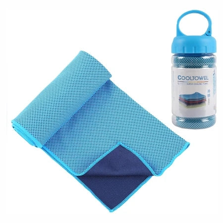Custom Ice Relaxing Gym Microfiber Ice Cooling Towel for Sport Ice Towel With Bottle