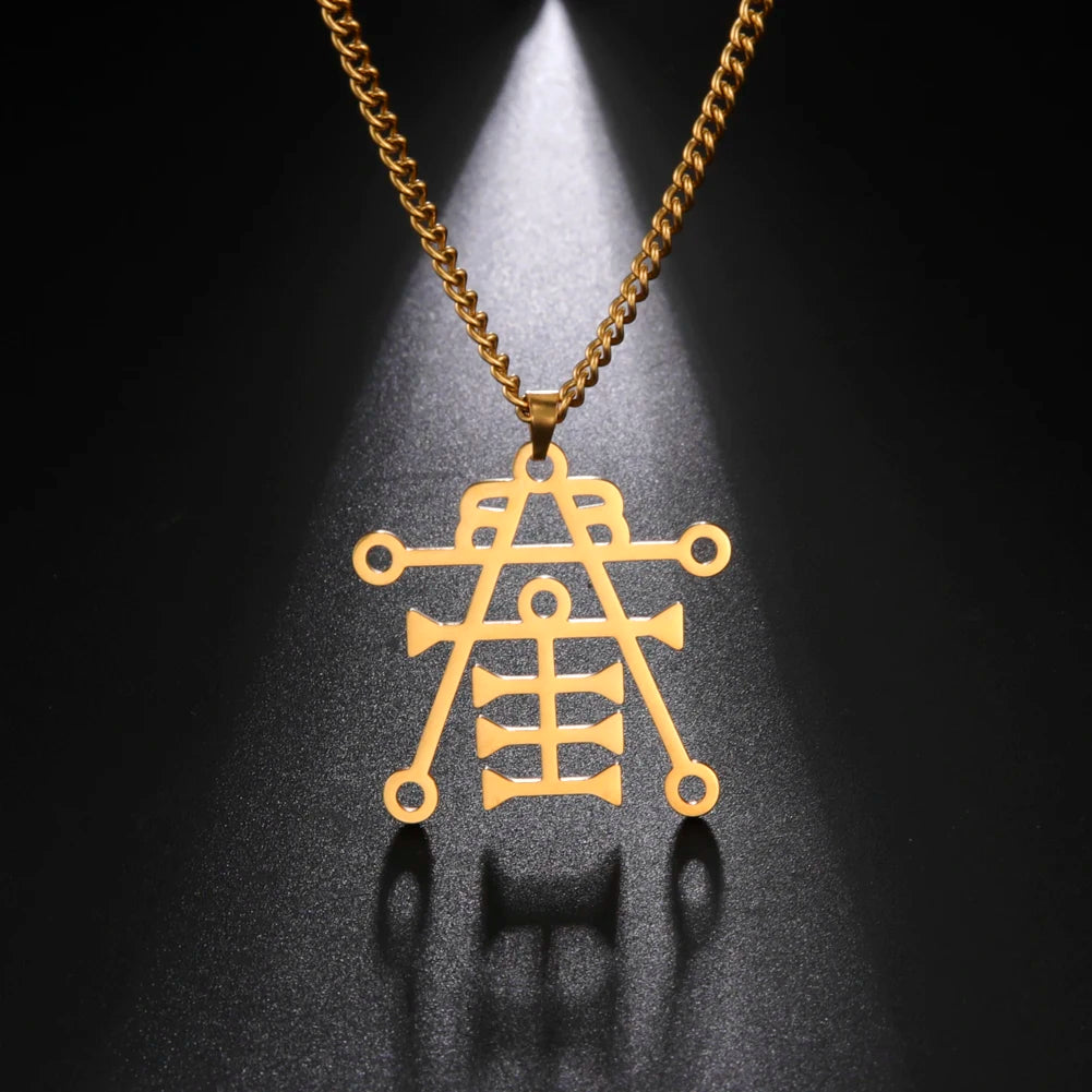 Mighty Prince Ipos Hollow Pendants Lesser Key of Solomon Seal Wit and Courage Amulet Stainless Steel Men Necklace