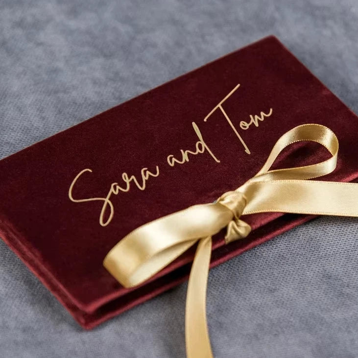Personalized Custom Made Velvet Envelope for Money Gifting Cash for Birthday Wedding Red Gift Card Holder