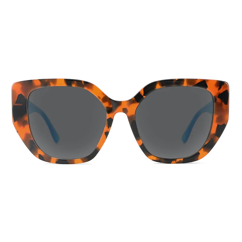 Shades Women Oversized Frame Clear Acetate Vintage Coating Uv400 Sunglasses