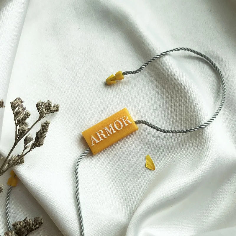 High Quality Nylon Custom Design Brand Embossed logo Plastic Label Nylon Rope Clothing Hanging Grain hang Tag