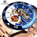 Top Clock Forsining Men Watch Luxury Skeleton Automatic Mechanical Wristwatch Creative Steel Band Waterproof Man Luminous Clock
