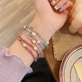 New Arrived Gemstone Faceted Amethyst Strawberry and Rhodonite Beads Handmade Beaded Elastic Freshwater Bracelet for Women