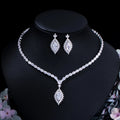 Shiny African Dubai Cubic Zirconia Bridal Wedding Necklace Earrings Luxury Jewelry Sets for Brides Dress Accessories