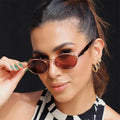 UV400 Full Frame Sunglasses with Gold Metal Accessories Fashionable Oval Frame Glasses for Foreign Trade UV Protection