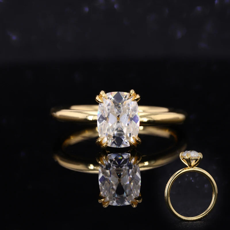 Starsgem Def Color and Vvs Moissanite Old Mine Cut 925 Sterling Silver Rings