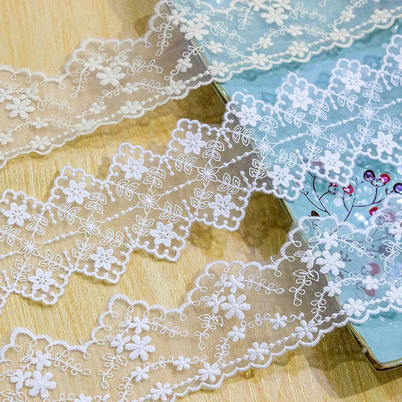 Wholesale Embroidered Cotton White Soft Milk Mesh Wedding Lace Trim Bridal Lace Fabric