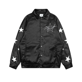 For Men 100% Polyester Woven Hip Hop Varsity Jacket ODM Stand Collar Zipper Closure Letter Pattern Windproof Plus Size