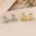 BASQUESUN Factory Wholesale Small Niche Design Copper Plated 18K Golden Face Cherry Creative Cute Fruit Summer Youth Earrings