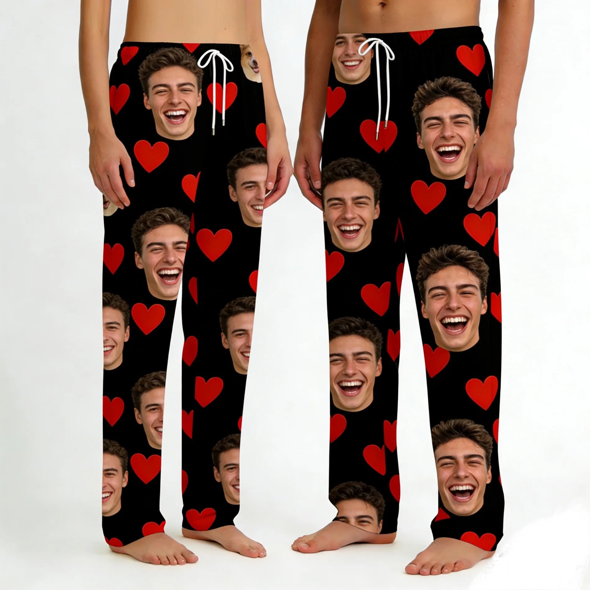 Custom Print on Demand Photo Pajamas Personalized Pet Dog Face Human Face Sleepwear Funny Men Women Lounge Pants Dropshipping