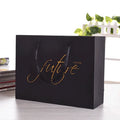 New Custom Printed Gold Foiled Stamping Logo Black Matt Kraft Paper Bag With Cotton Rope Handles