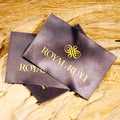 Custom Logo Eco-Friendly Polyester Woven Neck Label with Damask Design End Fold Laser Cut Border for Garment & Shoes