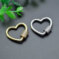 Wholesale Nickel Free Anti Rust Gold Rhodium Plated Cubic Zircon Pave Heart Shape Jewelry Screw Clasps