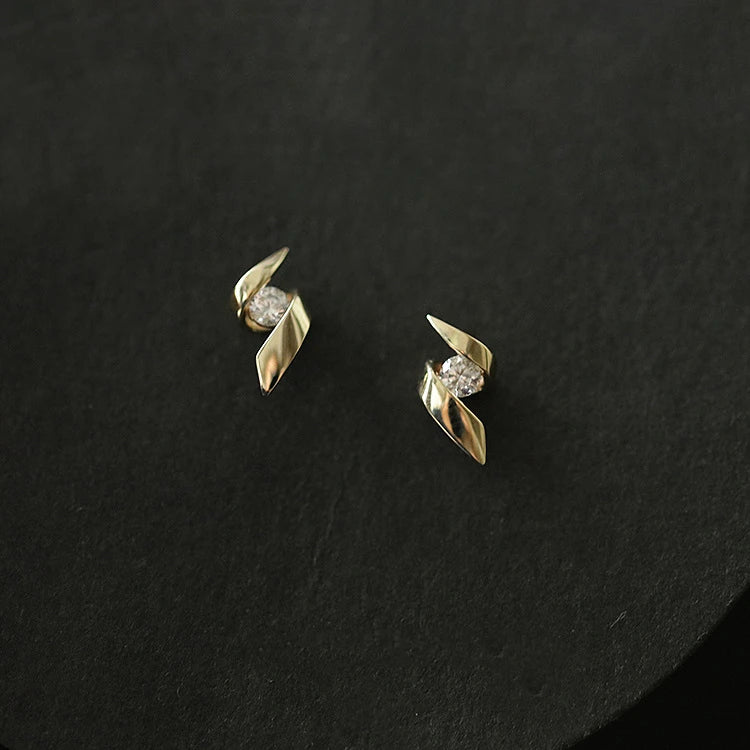925 Sterling Silver Trendy CZ Minimalist Jewelry Simple Stud Earrings
