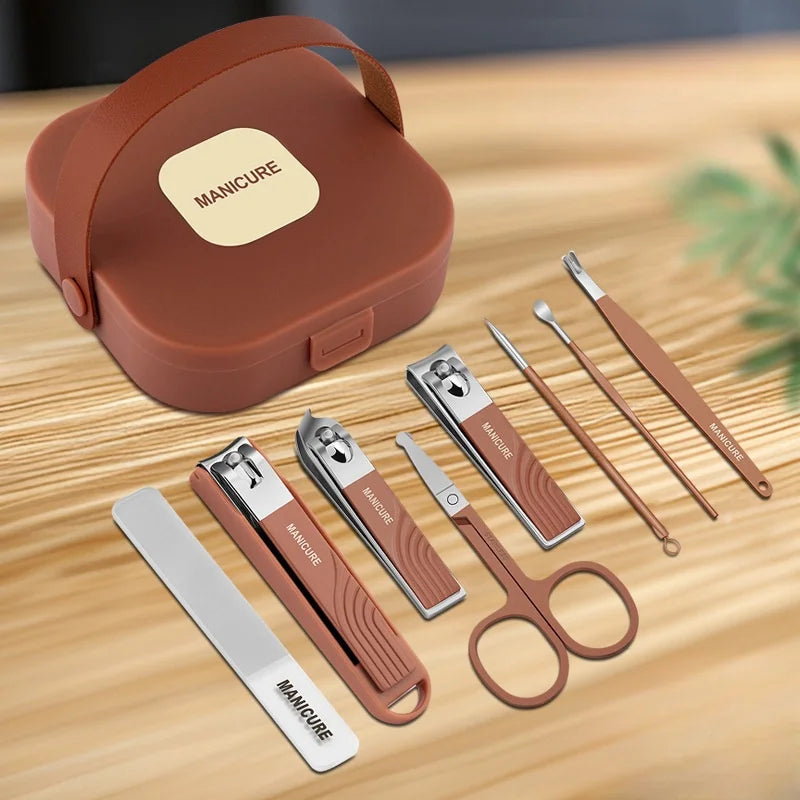 New Splatter-Proof Nail Clipper Set Portable Dead Skin Remover 8Pcs Manicure Nlippers Nail Art Clippers