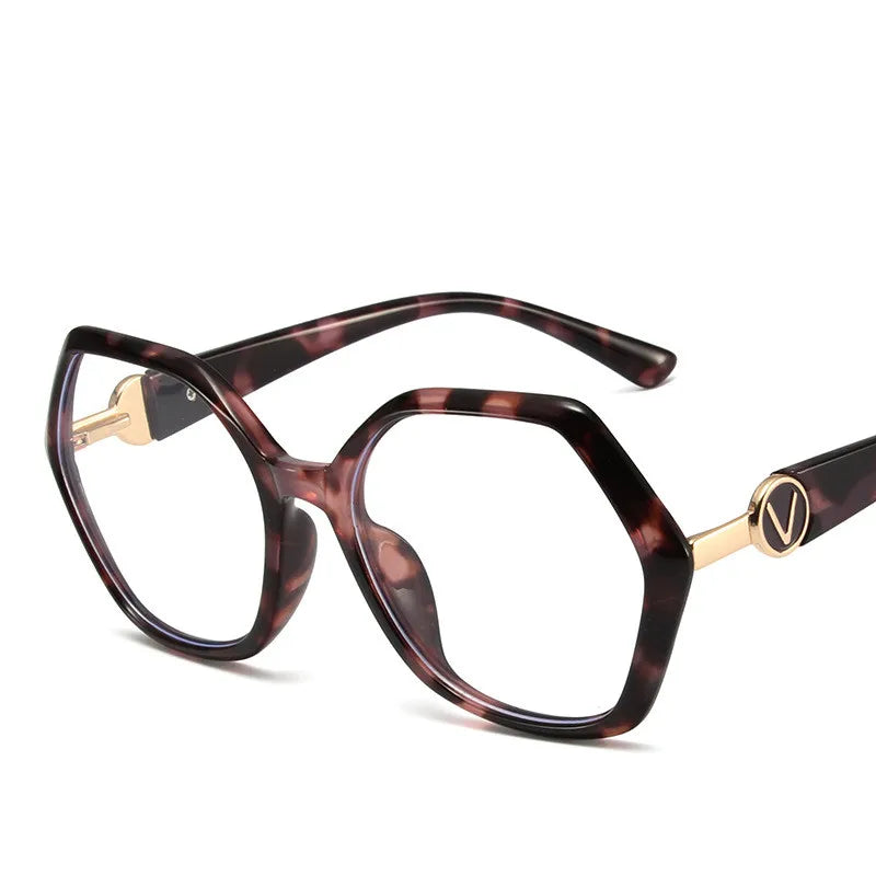 New Fashionable Polygon Glasses Frame Trendy TR90 Anti Blue Light Eyeglasses Vintage Large Frame Optical Glasses