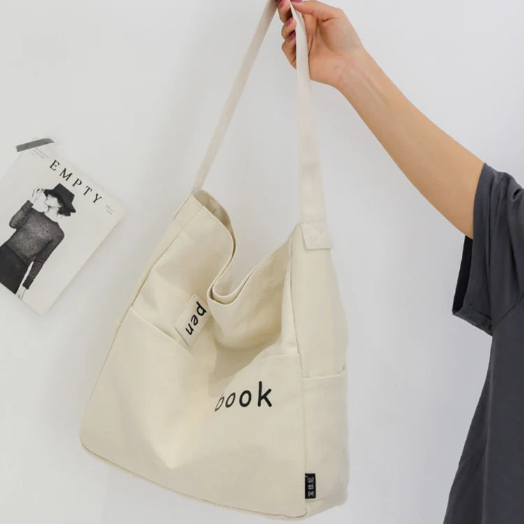 Large Capacity Cotton Canvas Tote Shoulder Bag