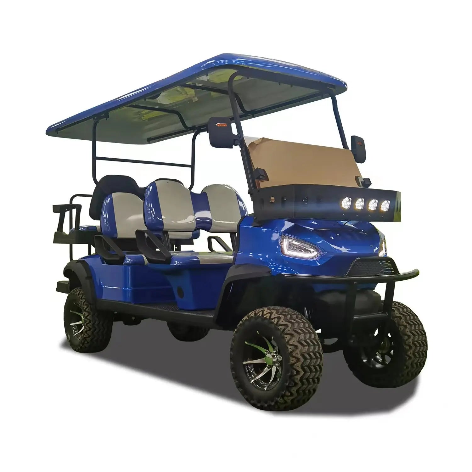 Blue 4+2 Seats Gasoline Powered Off-road Golf Cart