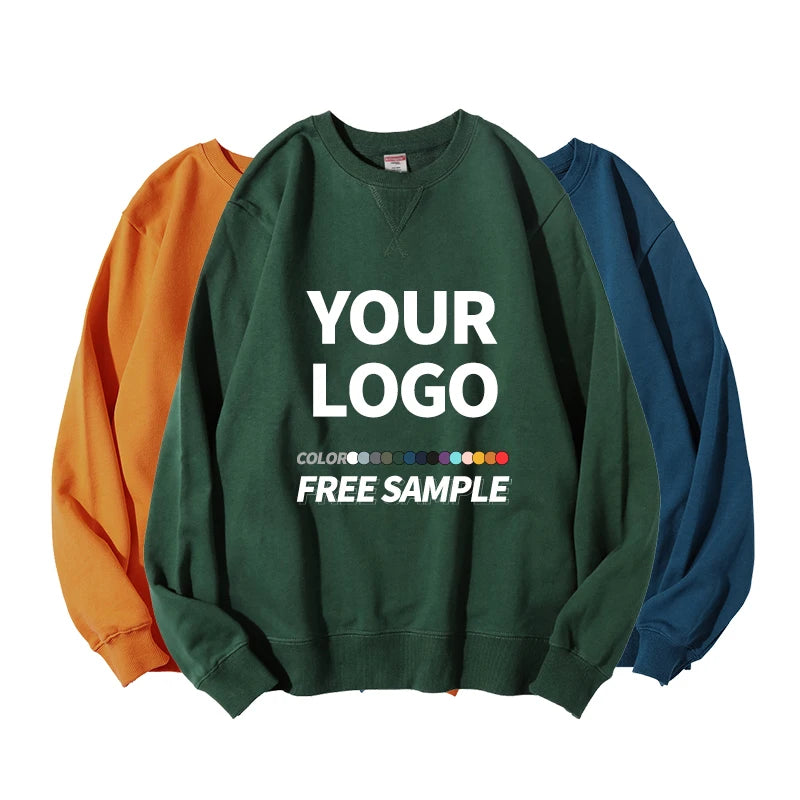 Heavyweight Plain Fashion Crewneck Sweatshirt Custom Logo Print Streetwear Cotton Anime Mens Anti-Pilling