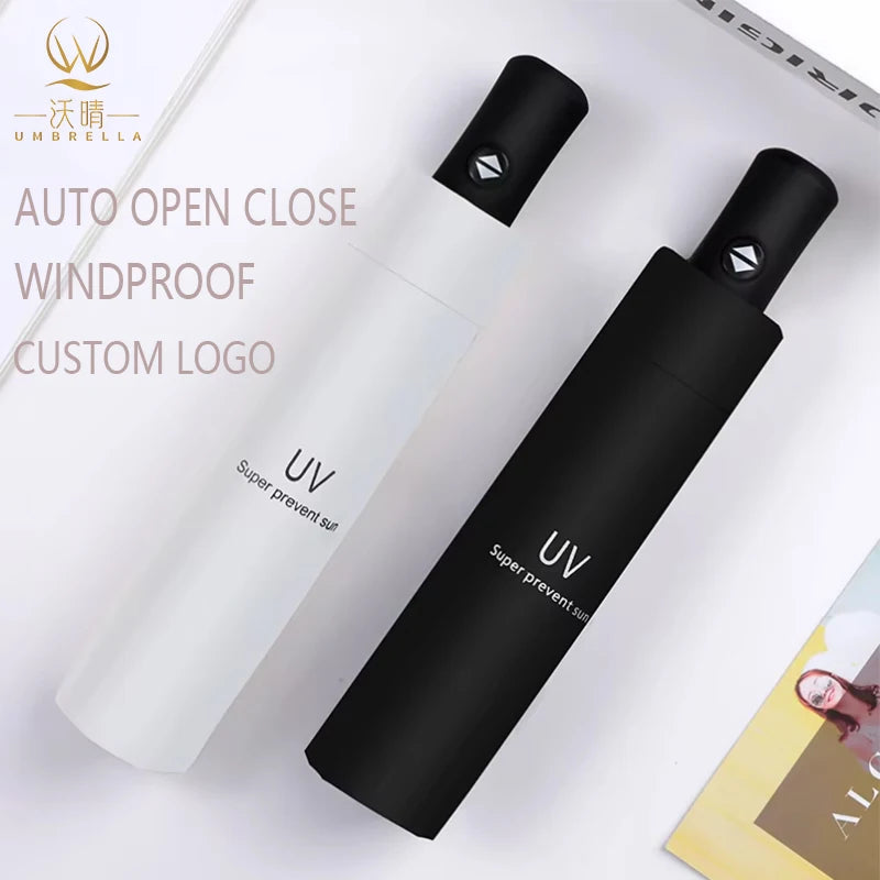 Windproof Auto Open Close Folding Umbrella Compact Travel 3 Fold Umbrella Custom Logo Wholesale