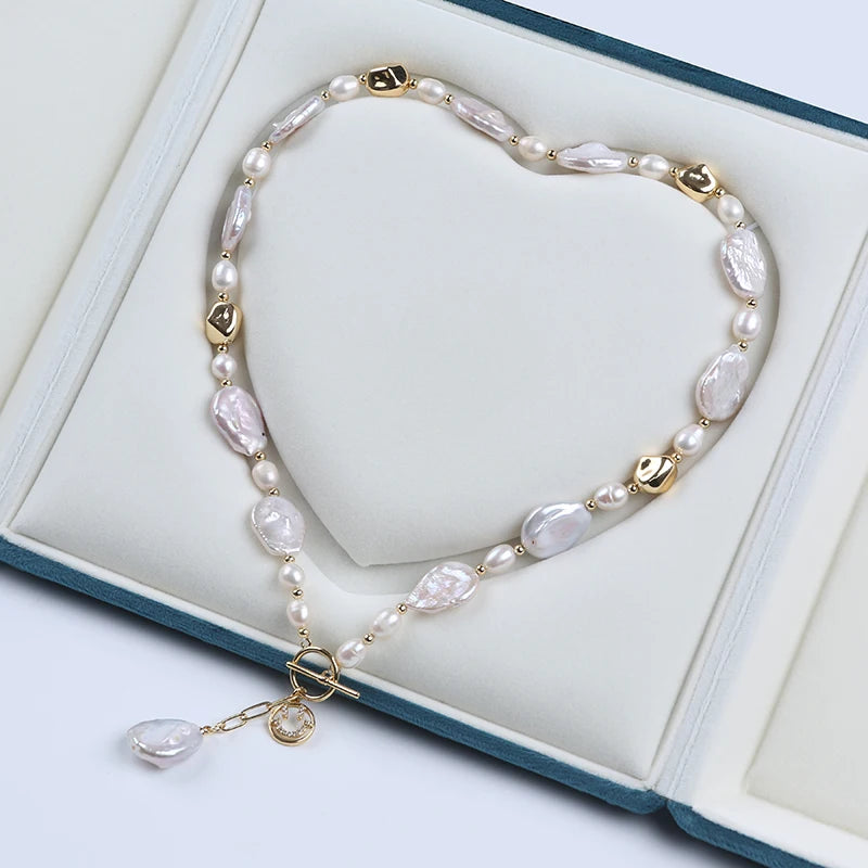 Individual Design Natural White Freshwater Pearl Necklace for Women Gift