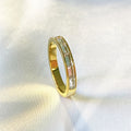 Dainty Crystal Eternity Band Ring Christmas Jewelry Stainless Steel 18K Gold Plated Non Tarnish Clear Zircon Stone Ring for Gift