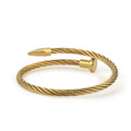 Rellecona High Quality Stainless Steel Waterproof Nail Bangle Bracelets Men Women 4mm 6mm Gold Black Trendy Bangles Wholesale