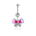 Hot Sale Trendy Surgical Stainless Steel Belly Piercing Rings Fashion Rhinestones Bow-knot Belly Button Ring for Women