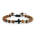 8mm Natural Stone Beaded Turquoise Cross Adjustable Bracelet ST259