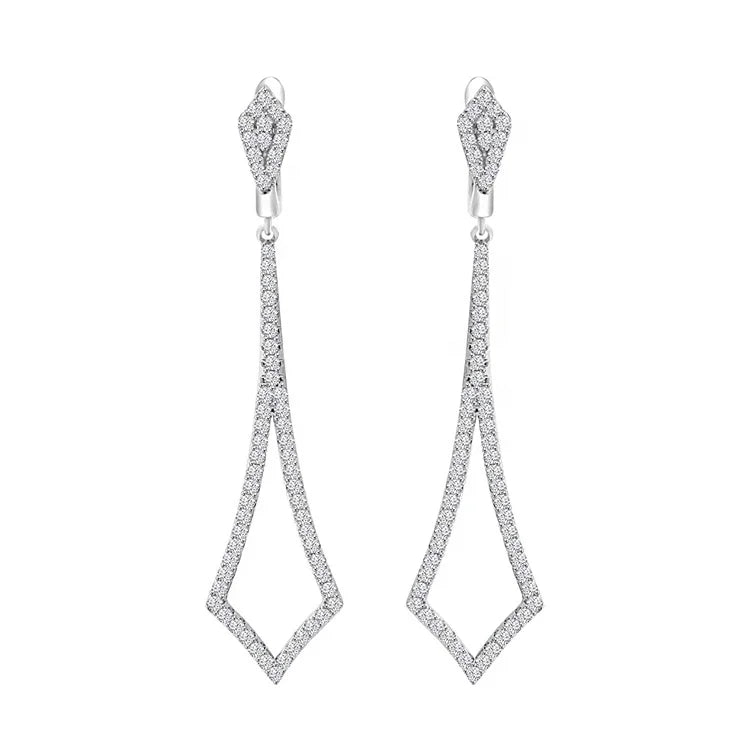 Lab Grown Diamond 1.19 Ct Round Cut Diamond Chandelier Earrings in 14 Kt White Gold MegaBDM