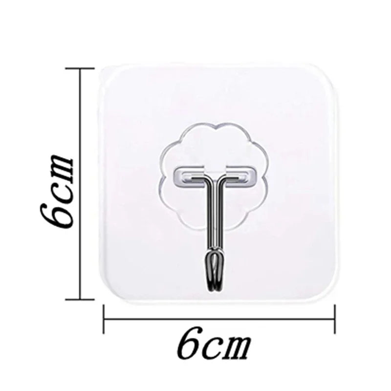 Adhesive Wall Sticker Hooks Transparent Anti-skid Traceless Heavy Duty Stick Hook for Bathroom Kitchen