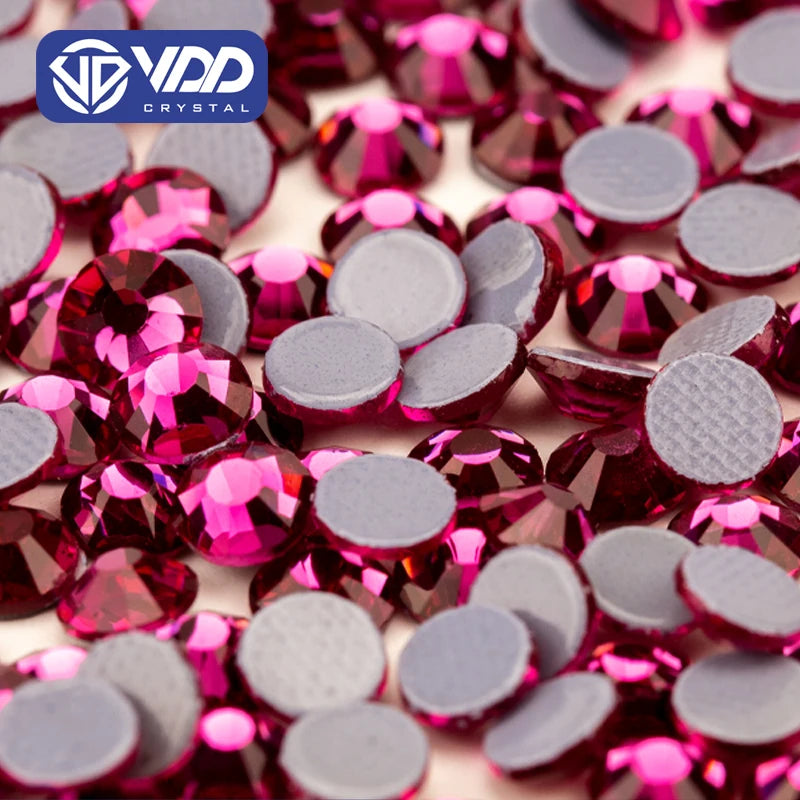 VDD 042 Fuchsia High Quality Hot-Fix Glass Rhinestone Crystal Flatback Strass Stones for DIY Garment Decoration Wedding Dress